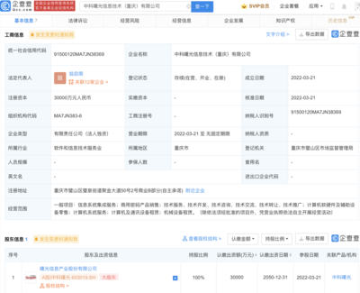 中科曙光在重慶成立新公司，注冊資本3億元聚焦計算機及通訊設備租賃業務